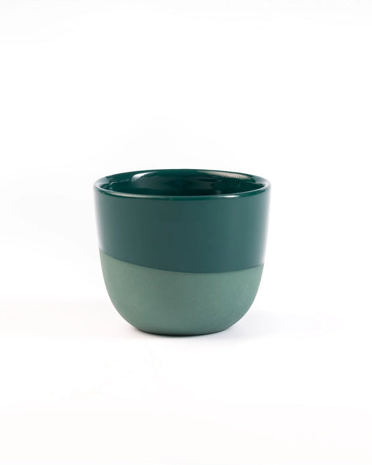 Espresso cup from Barista Essentials in blue-green colour, made of porcelain, on a white background