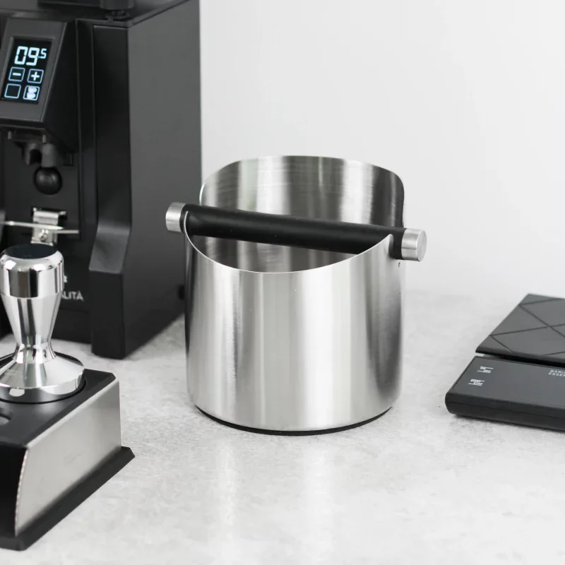 Knock box, coffee, black, stainless steel